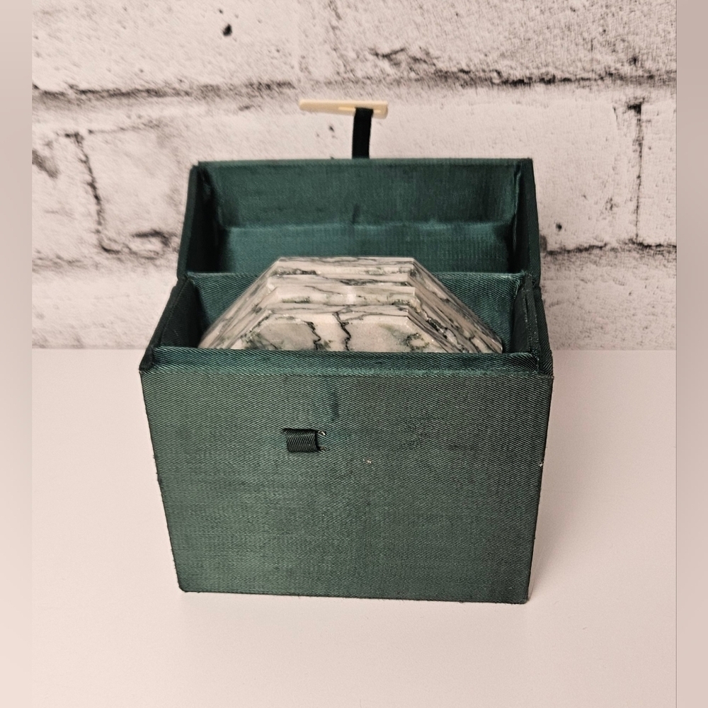 Marble Octagon Coasters Set of 4 w Box Green Stone 4"x4"
